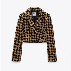 Zara Cropped Textured Blazer